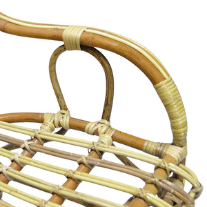 Poltrona sedia Malacca bassa in legno di bambù e giunco intrecciato a mano