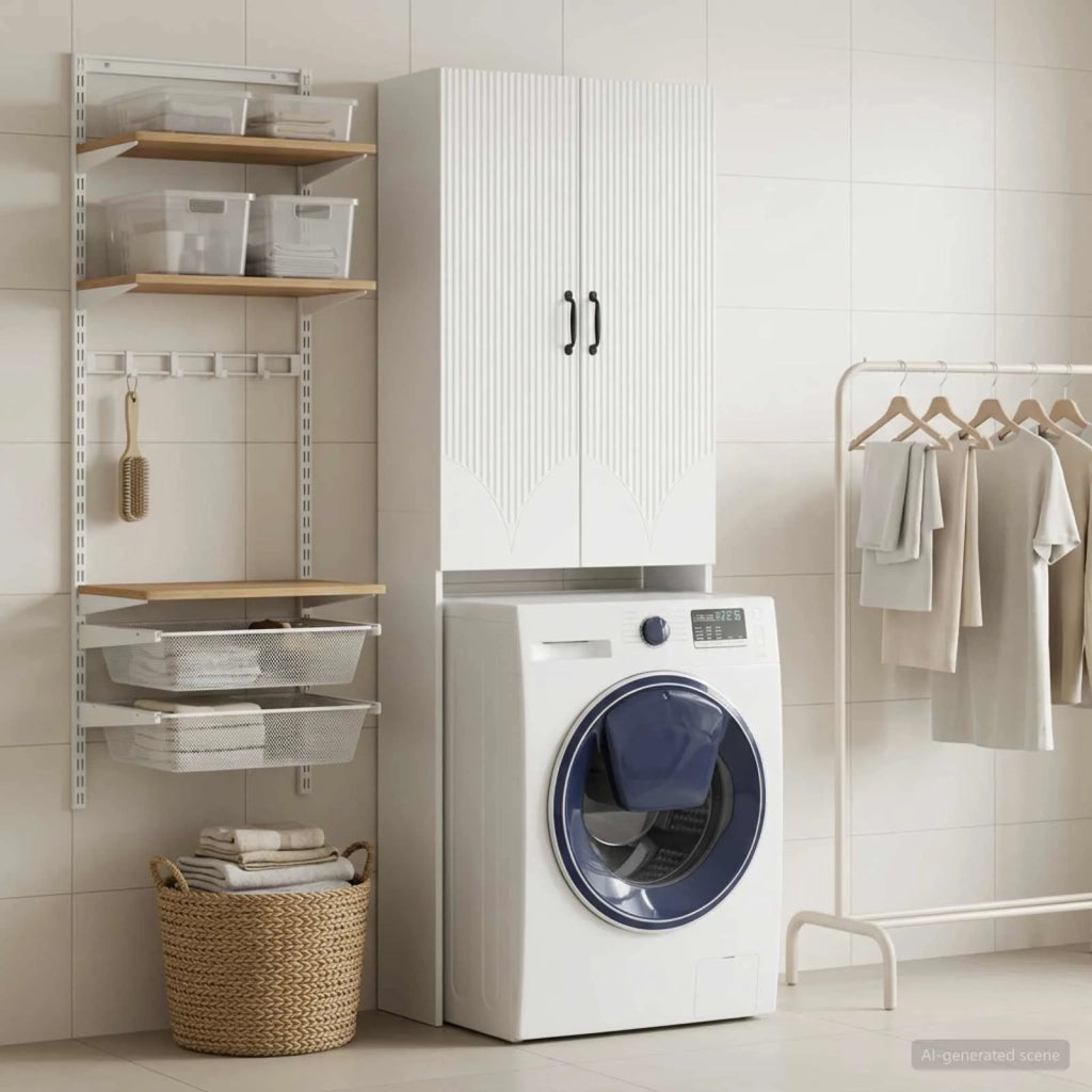 Mobile Bagno HOORN Bianco Lucido 66 x 25,5 x 190 cm 897359