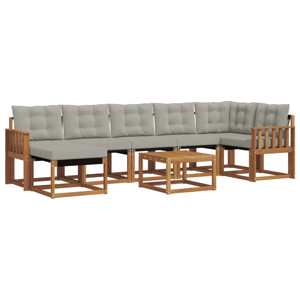 Set di divani da esterno 8 pcs Grigio Naturale e Chiaro