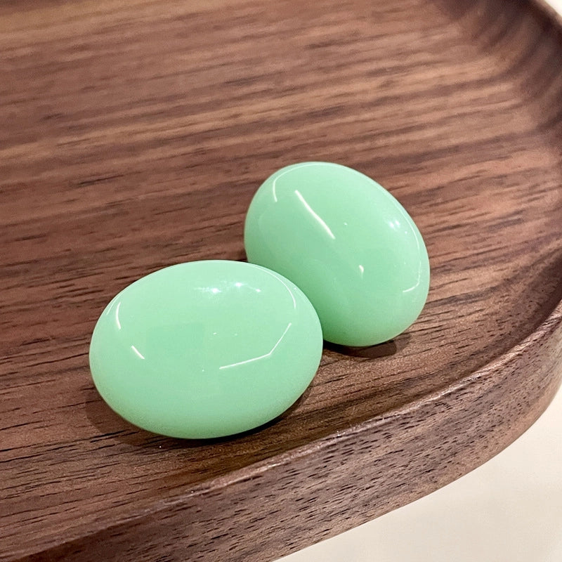 Orecchini a lobo ovali verde menta in stile resort per donna in argento sterling