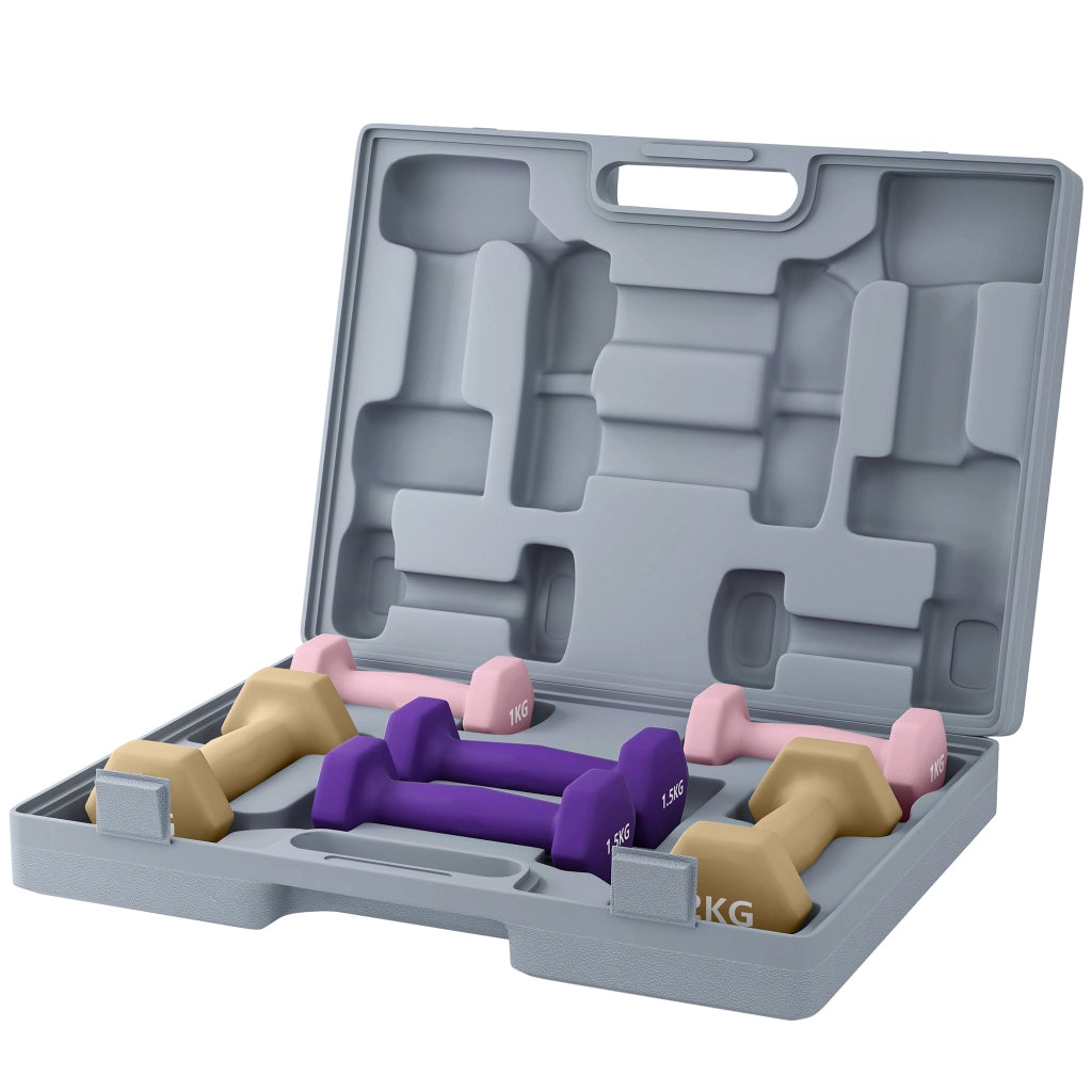 Set di Manubri Pesi Fitness da 9 kg con Impugnatura Antiscivolo e Valigetta, Multicolore