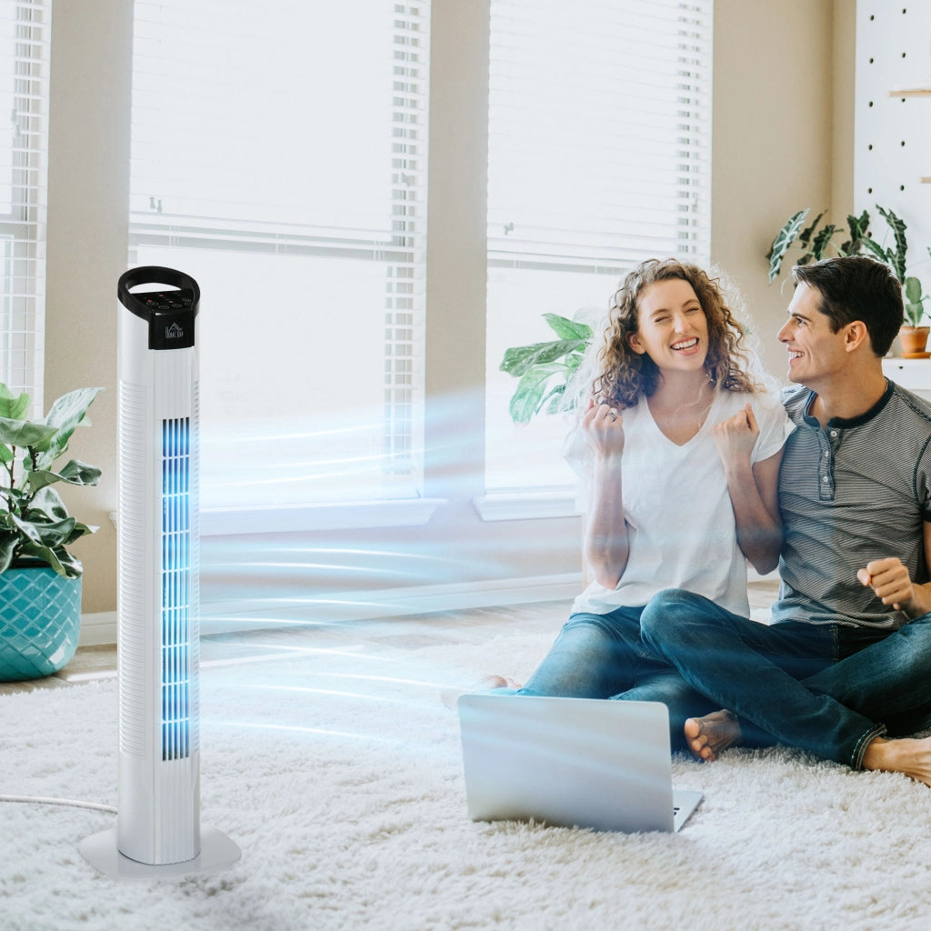 Ventilatore a Torre 50W con Telecomando ¨C zephmum ¨C Bianco ?20x78,5 cm