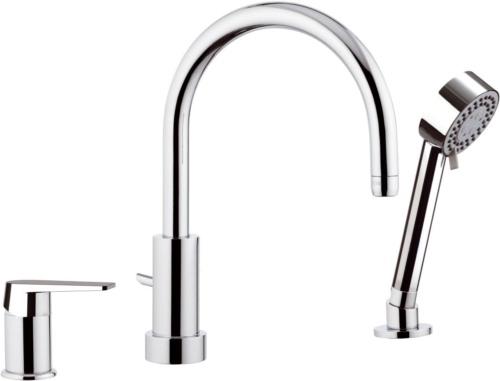 Rubinetto bordo vasca con deviatore, bocca minimale e doccetta a due posizioni - serie dream