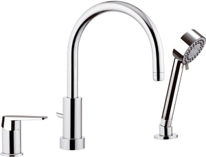 Rubinetto bordo vasca con deviatore, bocca minimale e doccetta a due posizioni - serie dream