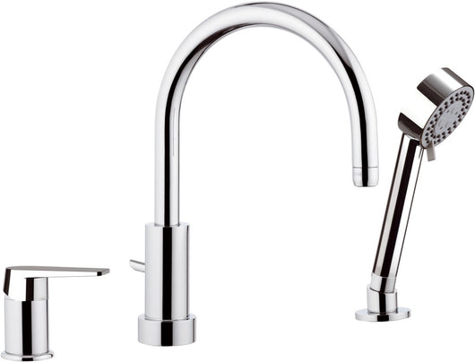 Rubinetto bordo vasca con deviatore, bocca minimale e doccetta a due posizioni - serie dream