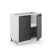 Mobile lavello cucina Fame-Line Antracite rustico/Bianco 80 cm con ripiano, PL Rovere Vicco
