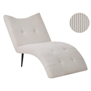 Chaise longue con rivestimento in velluto a coste tortora trapuntatura a bottoni, senza braccioli, design moderno per soggiorno