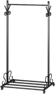 Appendiabiti con Ruote, Appendiabiti con rotelle per Appendere i Vestiti, Appendiabiti Multifunzionale in Metallo per Camera da Letto con ripiano Inferiore Organizer Negozio di Abbigliamento