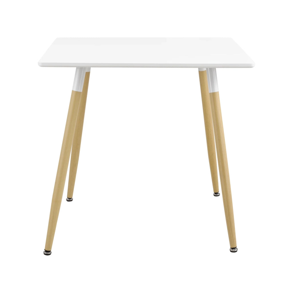 Tavolo da pranzo/cucina/ufficio quadrato in MDF 80 x 80 cm bianco opaco e faggio 03_0004123