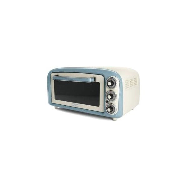 Ariete 979 forno elettrico di design 18 litri - ideale per pizza da 30 cm - doppio vetro - 1380 watt - acciaio inox - linea vintage - celeste - ARI979CE