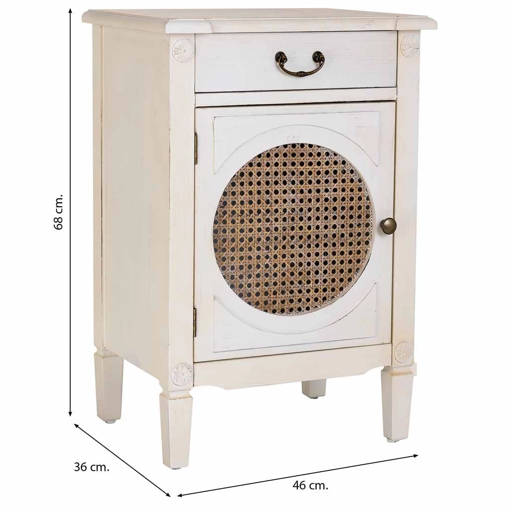 Tavolino in legno laccato bianco con griglia  46x36x68h cm