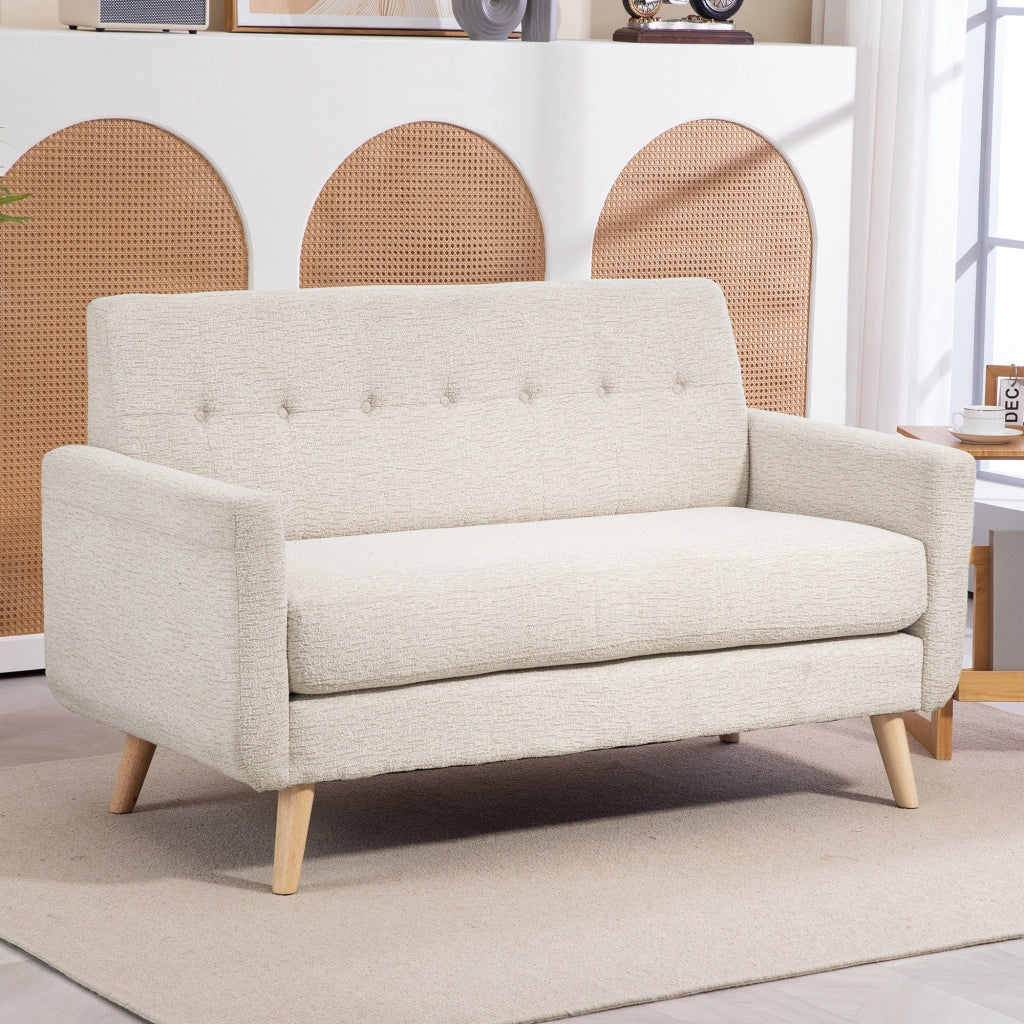 Divano 2 posti tessuto beige ¨C Zephmum ¨C 134x71x82 cm
