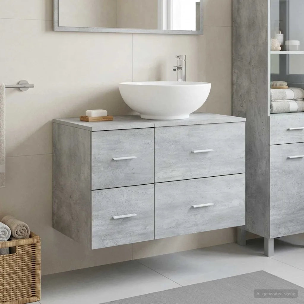 Set di mobili per il bagno 2 pz Grigio Cemento 3403995
