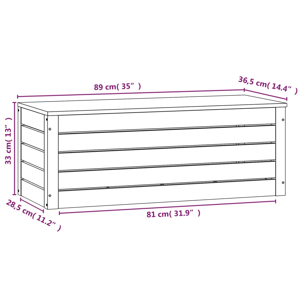Contenitore Portaoggetti Bianco 89x36,5x33cm Massello di Pino 823620