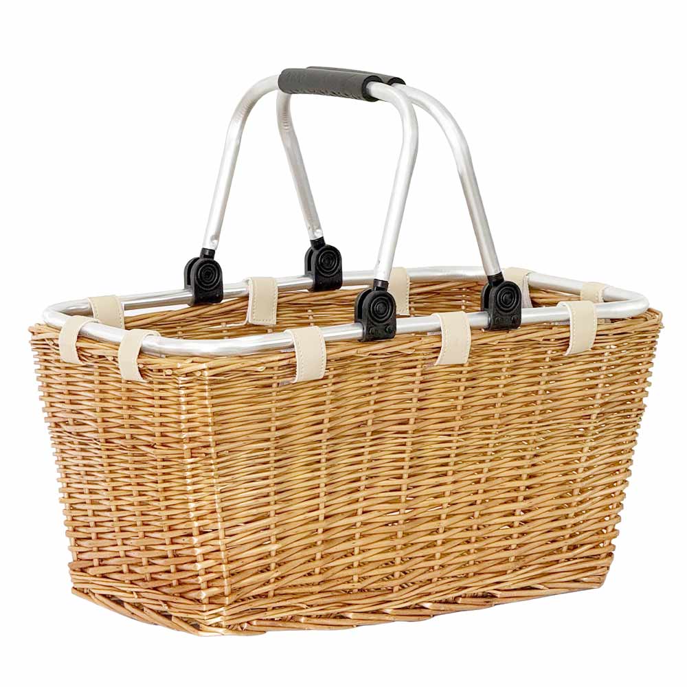 Cesto cestino in vimini per la spesa con manici in metallo cm 47,5 x 28,5 x h 25