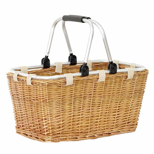 Cesto cestino in vimini per la spesa con manici in metallo cm 47,5 x 28,5 x h 25