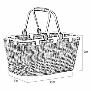 Cesto cestino in vimini per la spesa con manici in metallo cm 47,5 x 28,5 x h 25