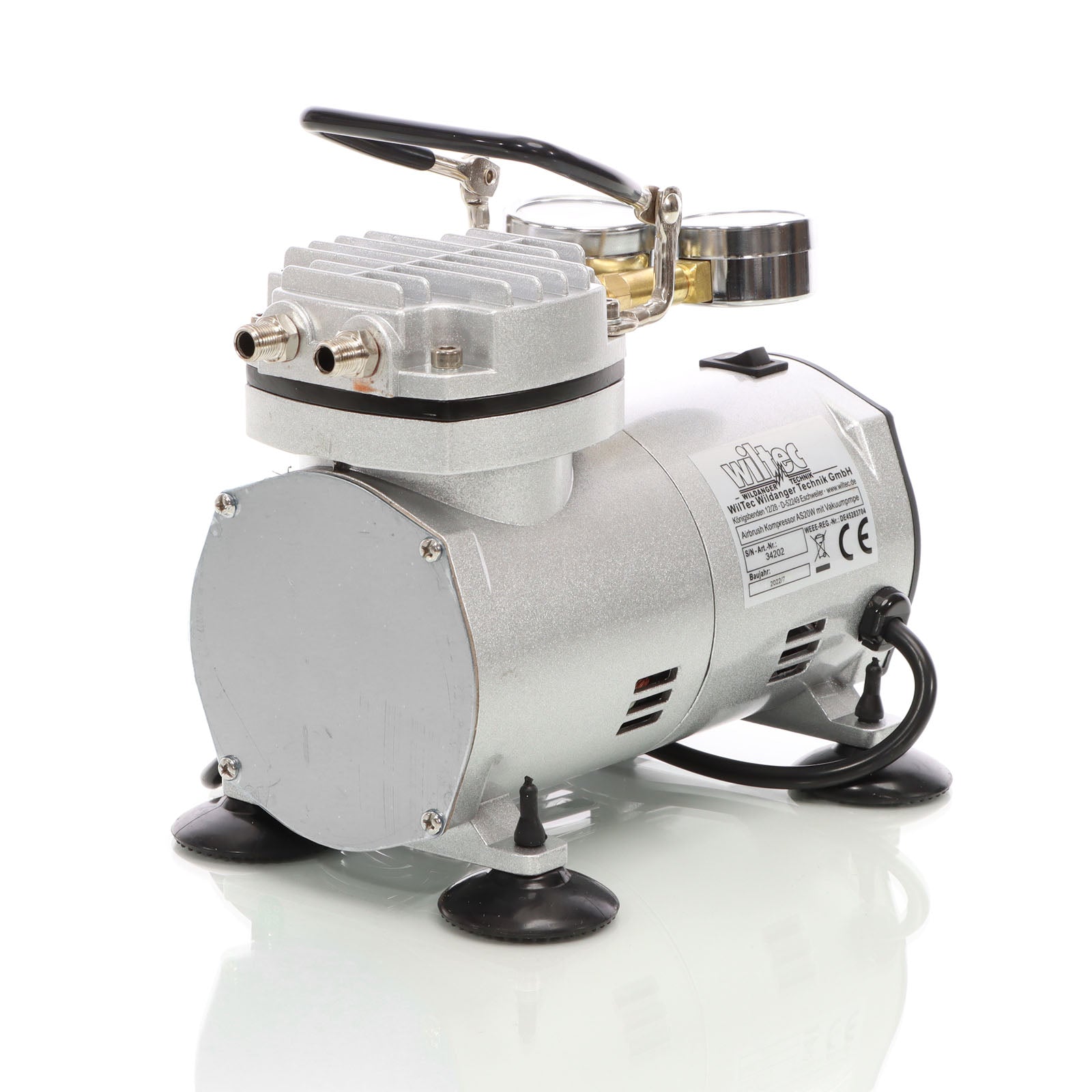 Compressore per aerografo AS20W, 1 cilindro, 4 bar, funzione di pompa per vuoto