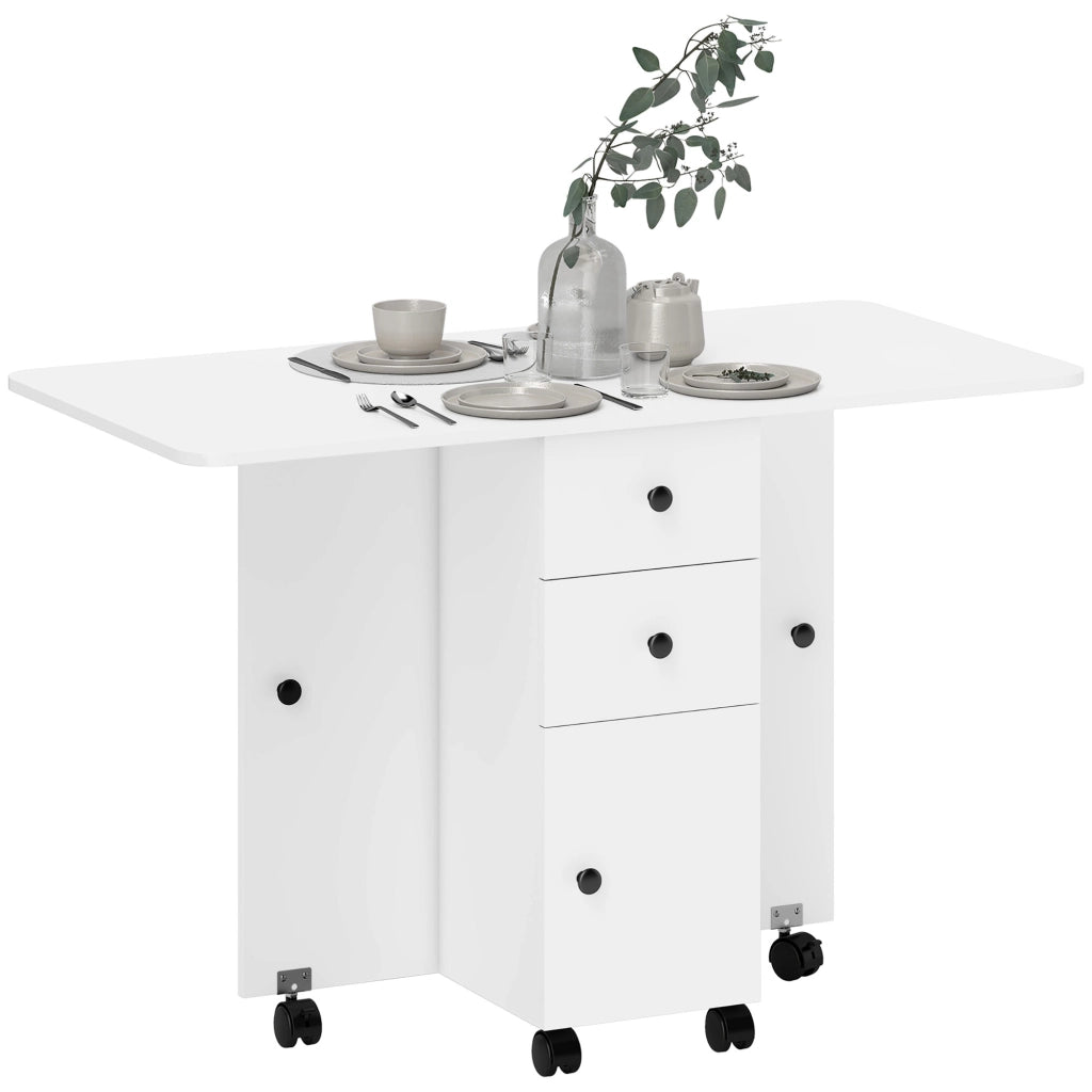 Tavolo a ribalta con cassetti ¨C zephmum ¨C bianco, truciolato, 120x60x76.5 cm