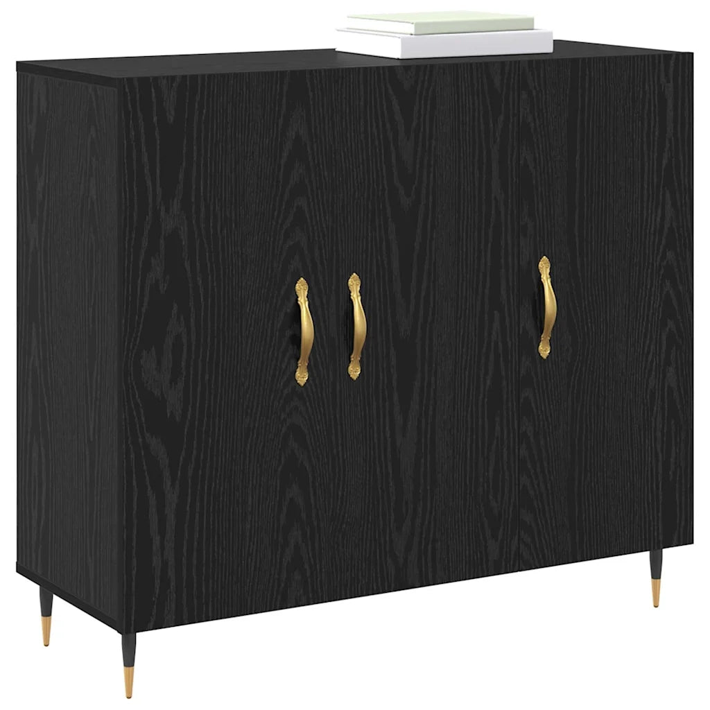 Credenza-Buffet-Armadio da cucina Rovere Nero 90 x 34 x 80 cm Legno multistrato 303478