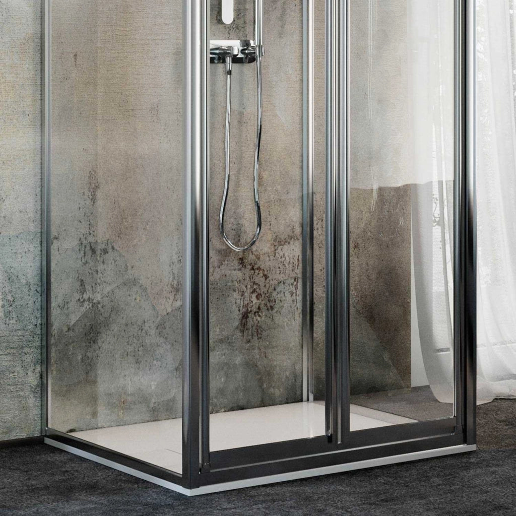 Box Doccia 3 lati 90x70x90CM H185 Cristallo Trasparente 2 Fissi+Saloon 2 Ante Battente 70 mod. Clint
