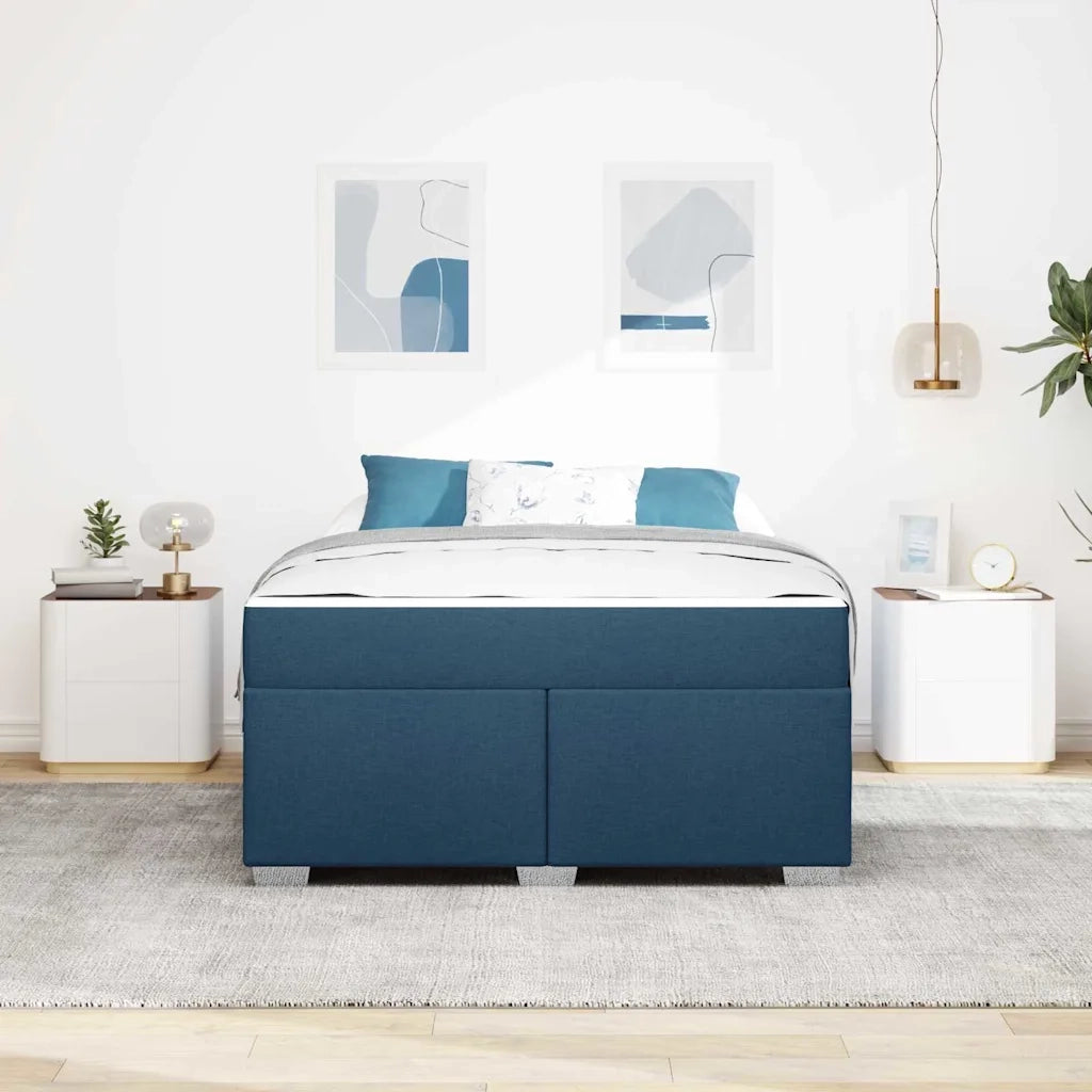 Struttura del letto con materasso Blu 160 x 200 cm Tessuto