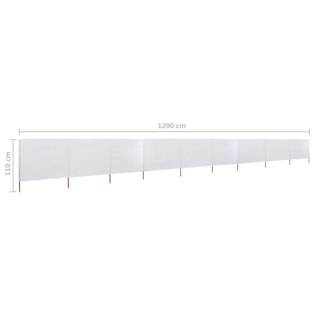 Paravento in tessuto a 9 pannelli 1200 x 80 cm bianco sabbia 02_0008867