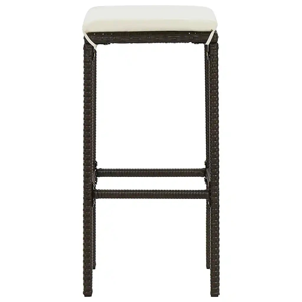 Sgabelli da Bar con Cuscini 6 pz Marroni in Polyrattan 313448