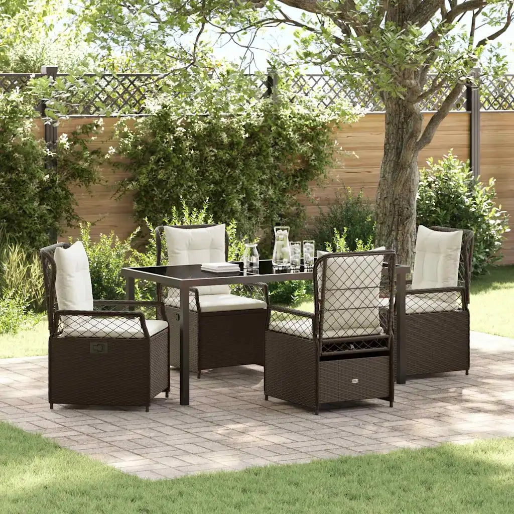 Set da Pranzo per Giardino 5 pcs Marrone polyrattan 3380991