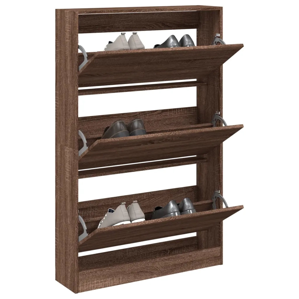 Scarpiera-Scaffale per scarpe Rovere Marrone 80x21x125,5 cm in Legno Multistrato