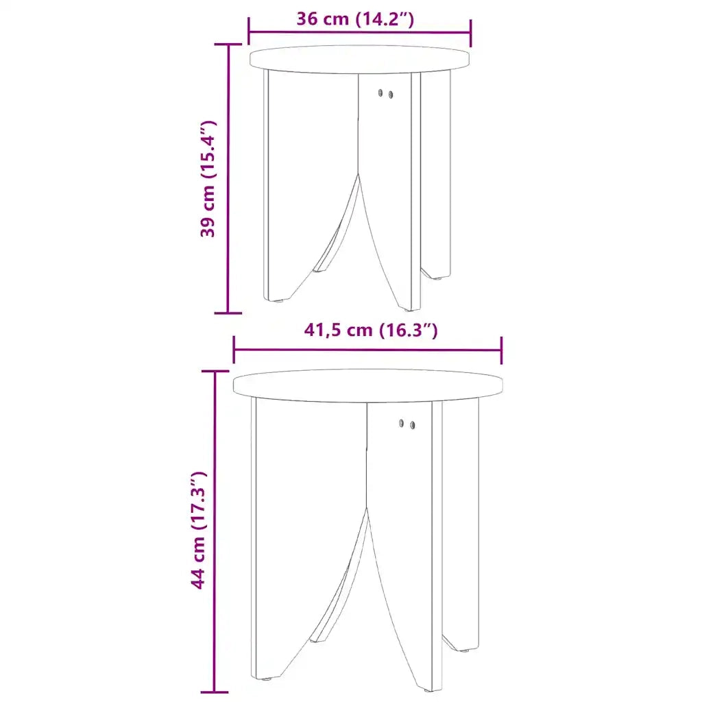 vidaXL Tavolino da salotto 2 pcs Cera marrone 41,5 x 41,5 x 44 cm