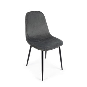 Sedia Irelia in Velluto Grigio Scuro di Bizzotto