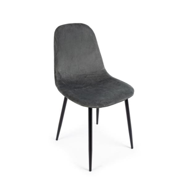 Sedia Irelia in Velluto Grigio Scuro di Bizzotto