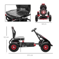 Go Kart a Pedali per Bambini da 5-12 Anni con Sedile Regolabile e Ruote in Gonfiabili, Rosso