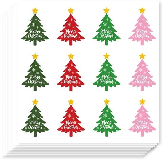 Sticker della Pianta di Natale 240 pezzi - Sticker Autoadesivi - 3,5 cm - Sticker Colorati per la Pianta di Natale - Decorazione per Regali - Sticker per Carte di Auguri/Scrapbooking - Sticker per la Pianta di Natale