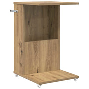 Tavolo laterale | Tavolino con ruota Rovere artigianale 40 x 35 x 60 cm