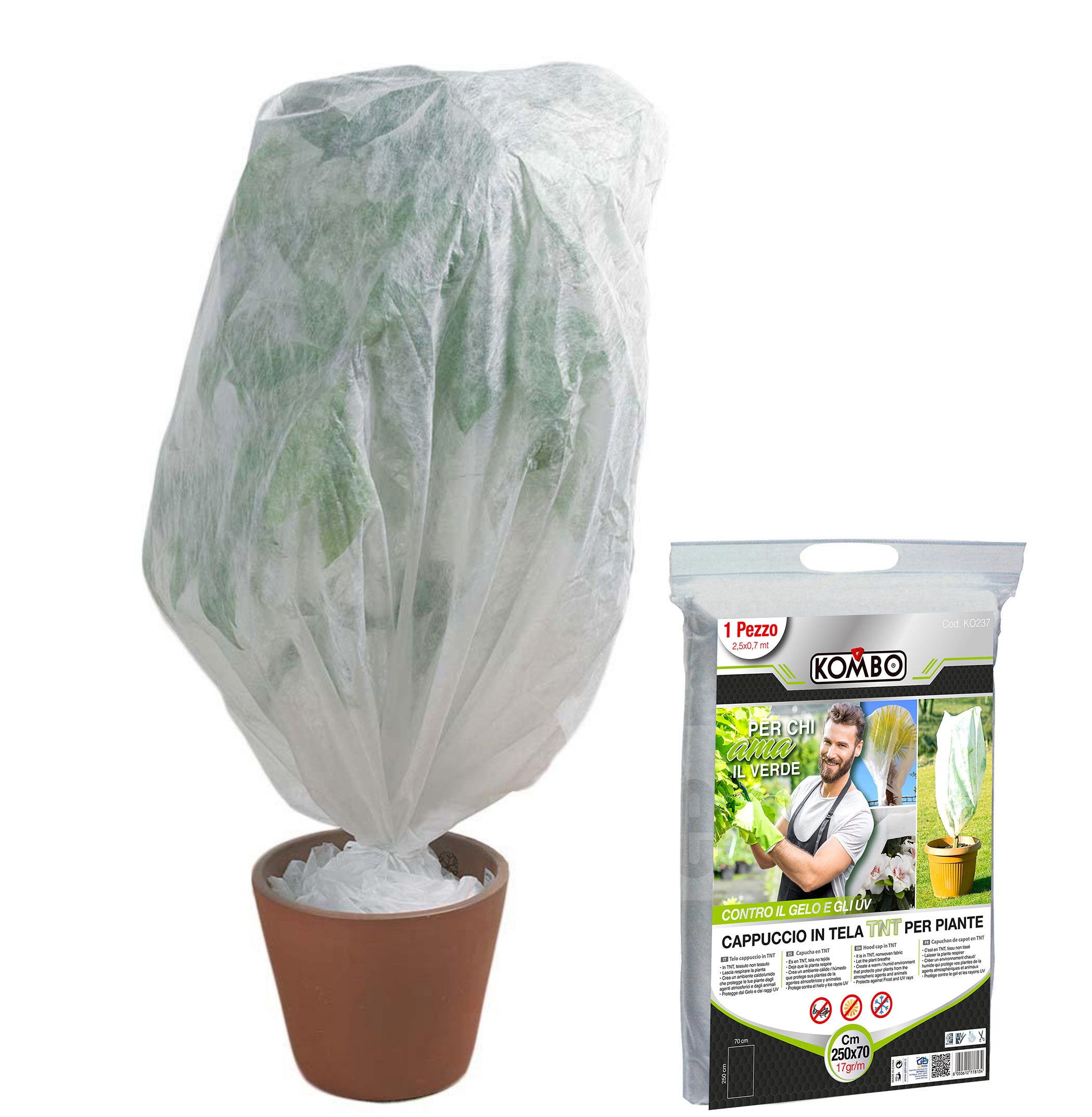 Telo cappuccio in TNT, Misure 2,5x0,7 m , 17gr/m