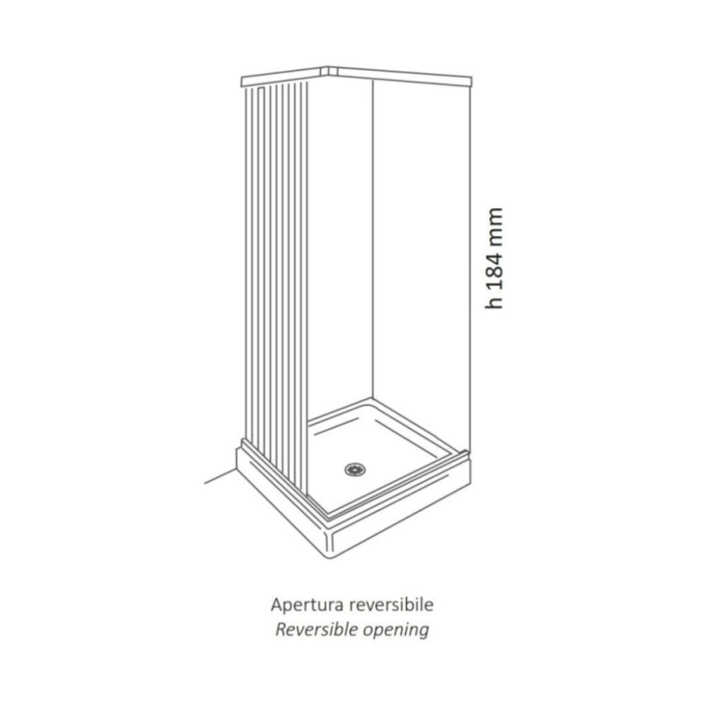 Box doccia a soffietto a due lati in pvc guide estensibili aperture reversibili *** misure 80-92 x 80-92 cm, confezio...