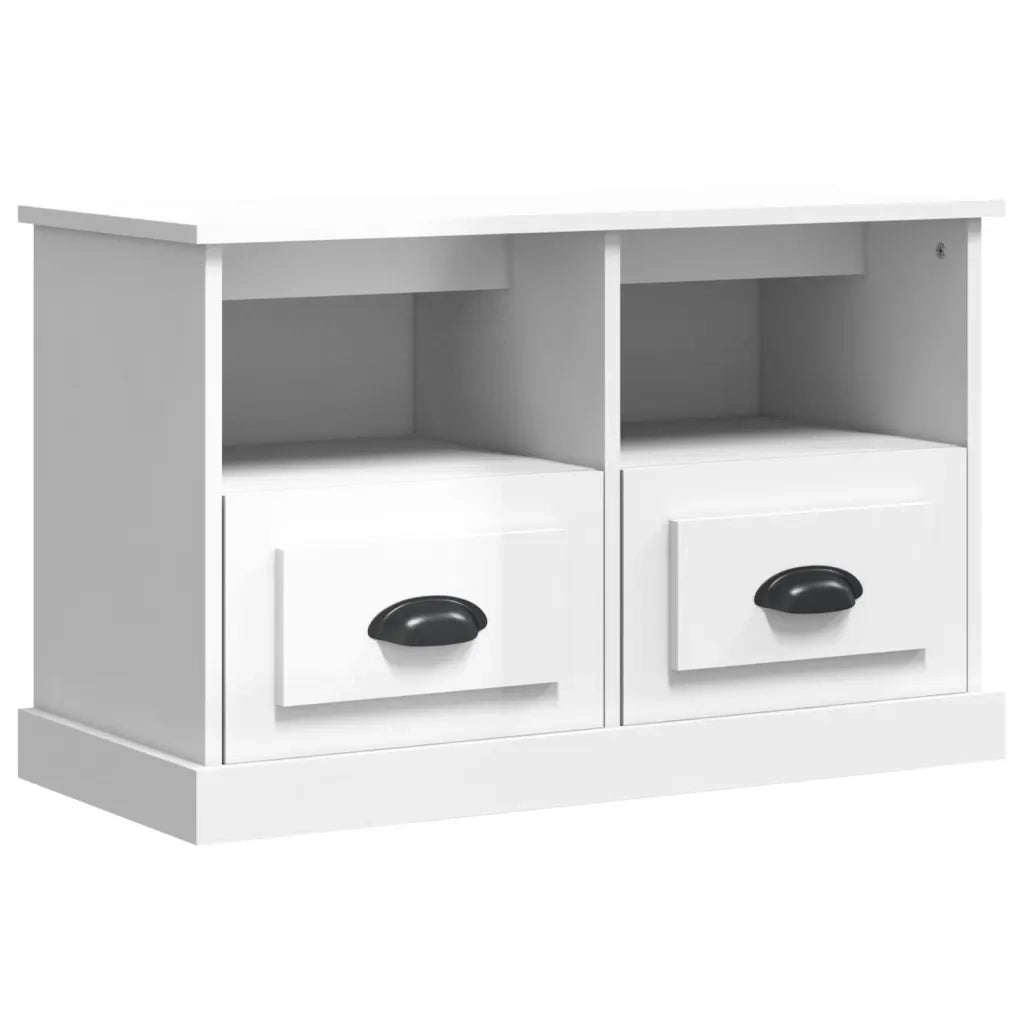 Mobile Porta TV Bianco Lucido 80x35x50 cm in Legno Multistrato 816282