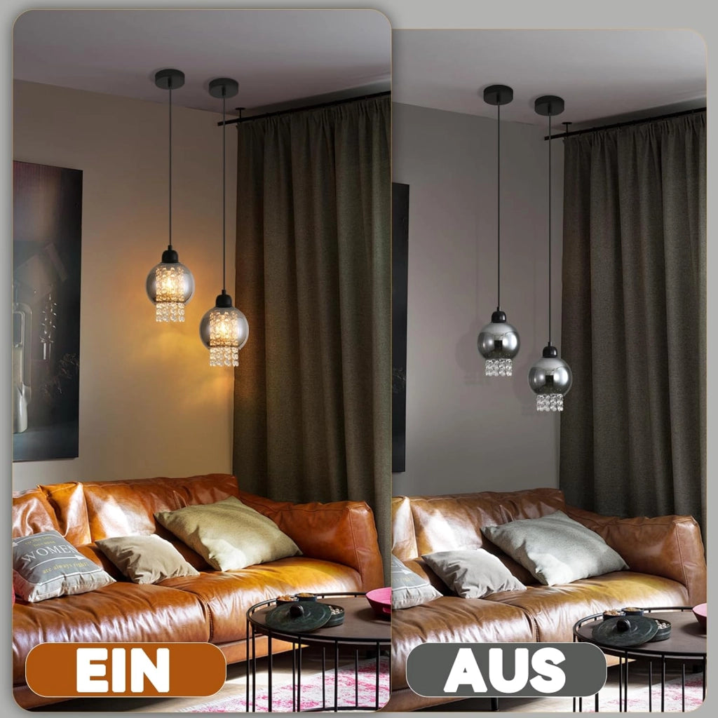 Lampada a sospensione ZMH E27 da sala da pranzo 1 fiamma lampada a sospensione in vetro moderno per soggiorno cucina