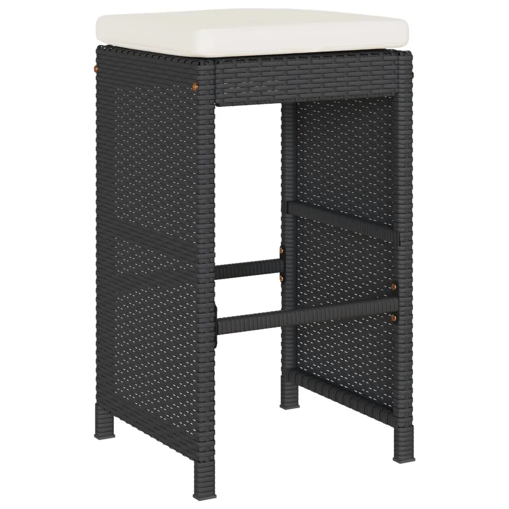 vidaXL Sgabelli da Bar con Cuscini 4 pz Neri in Polyrattan