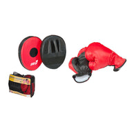 Set da Boxe Guantoni e Guantoni e Paracolpi Rosso Nero