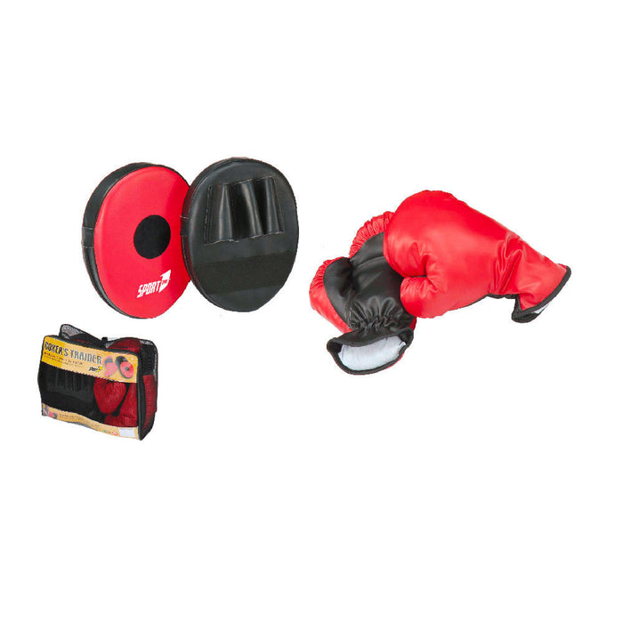 Set da Boxe Guantoni e Guantoni e Paracolpi Rosso Nero