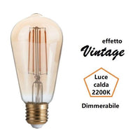 LAMPADINA EDISON A LED 4W LUCE CALDA 2200K 330 LM E27 DIMMERABILE VETRO AMBRATO