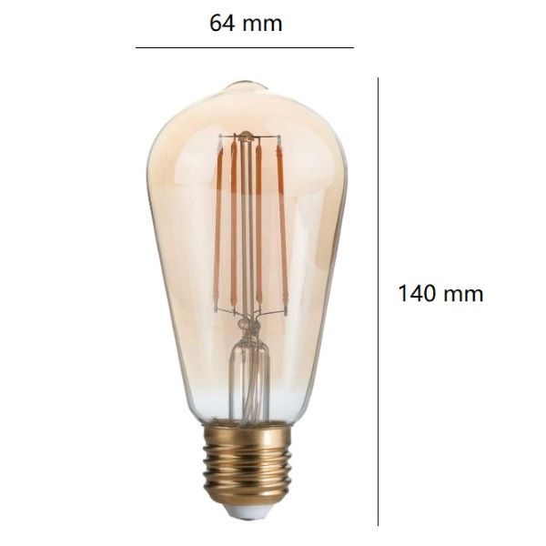 LAMPADINA EDISON A LED 4W LUCE CALDA 2200K 330 LM E27 DIMMERABILE VETRO AMBRATO