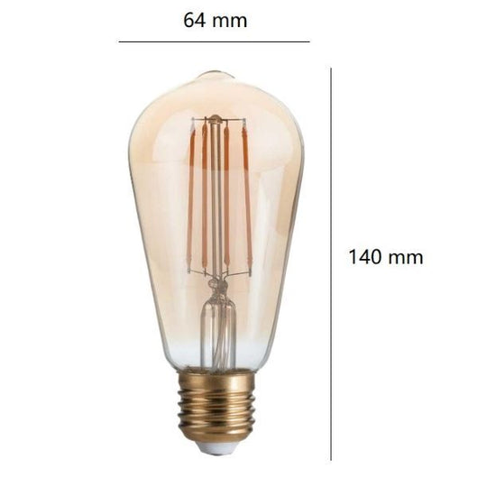 LAMPADINA EDISON A LED 4W LUCE CALDA 2200K 330 LM E27 DIMMERABILE VETRO AMBRATO