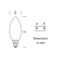 LAMPADINA OLIVA A LED 4,5W LUCE CALDA 2500K 420 LUMEN E14 VETRO AMBRATO BOT