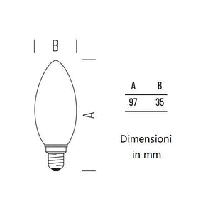 LAMPADINA OLIVA A LED 4,5W LUCE CALDA 2500K 420 LUMEN E14 VETRO AMBRATO BOT