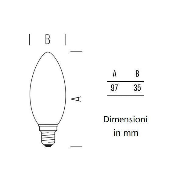 LAMPADINA OLIVA A LED 4,5W LUCE CALDA 2500K 420 LUMEN E14 VETRO AMBRATO BOT