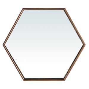 Specchio da parete esagonale noce